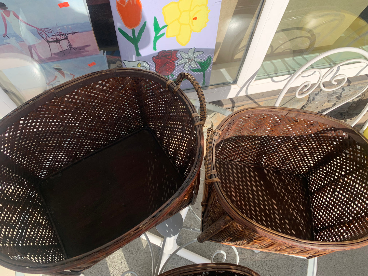 3 piece stackable wicker baskets