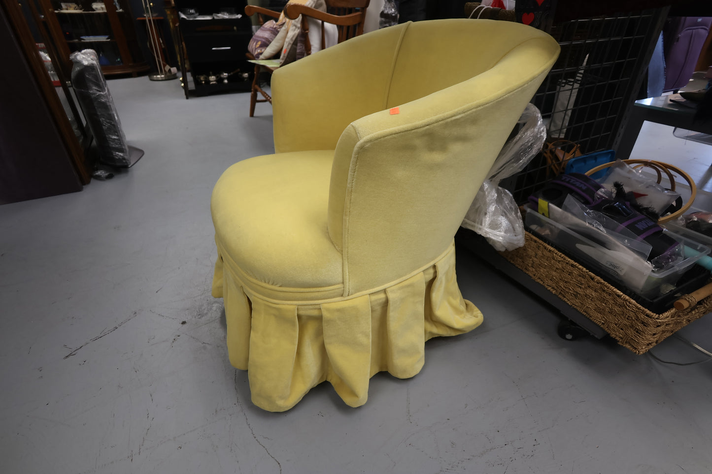 Yellow Velvet Barrel Accent Chair