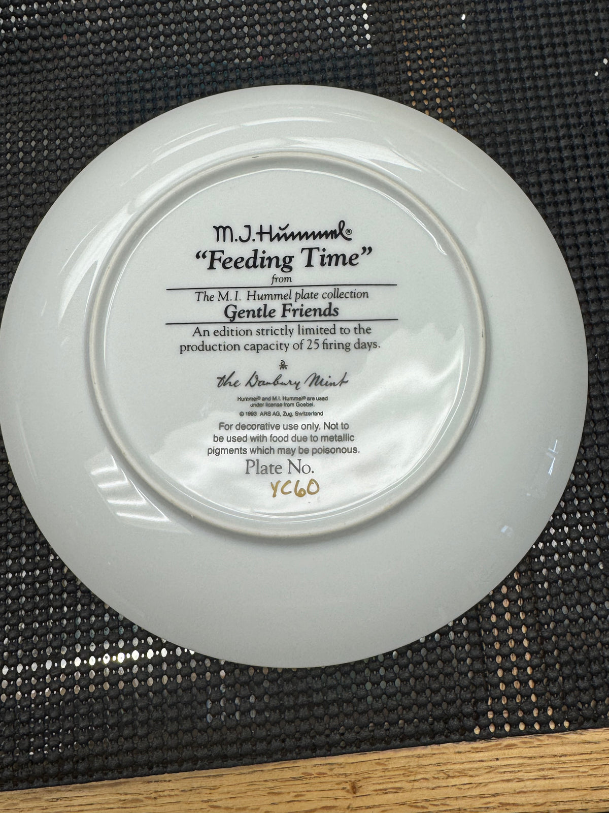"Feeding Time" - M.J. Hummel Decorative Plate Collection - Gentle Friends
