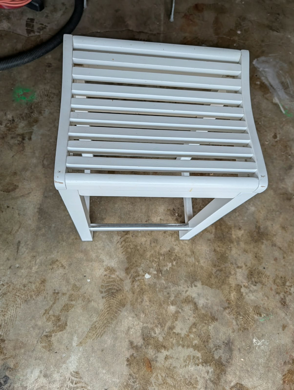 White Slatted Counter-Height Bar Stool