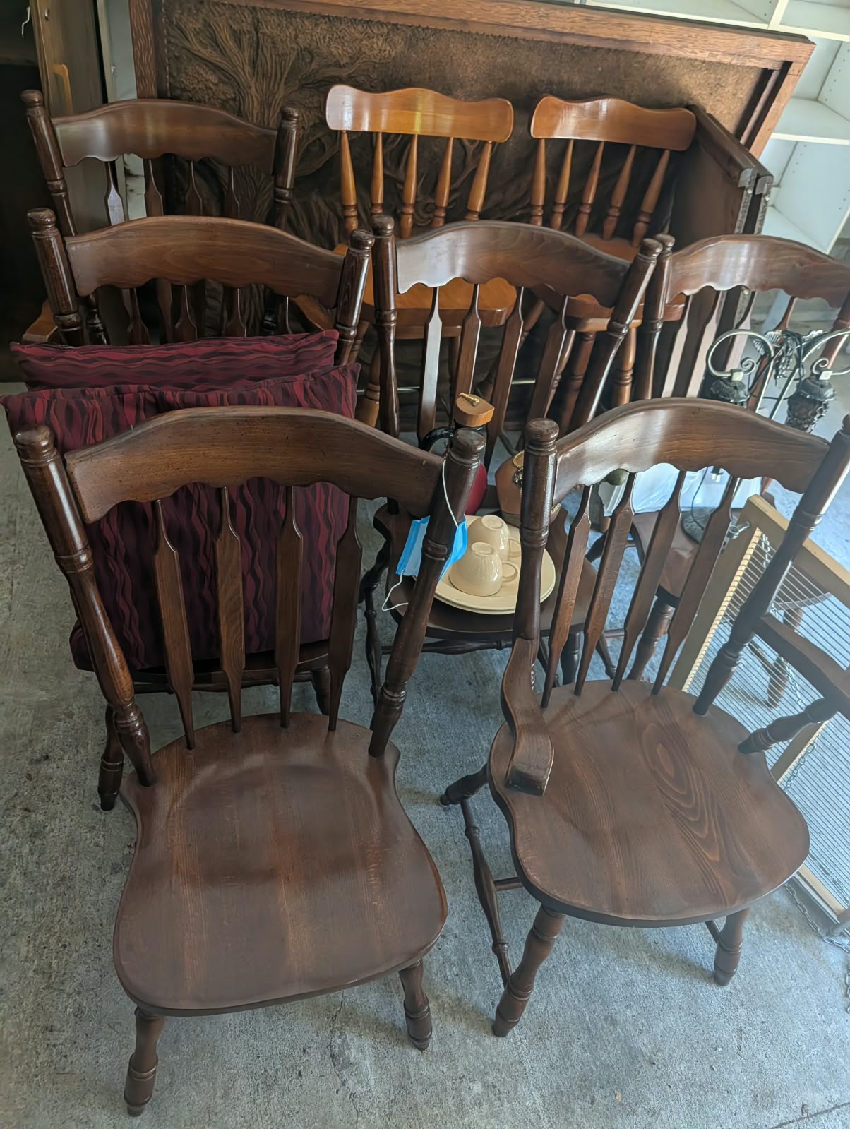 Solid Wood Table with Six Solid Wood Chairs with Table Leaves