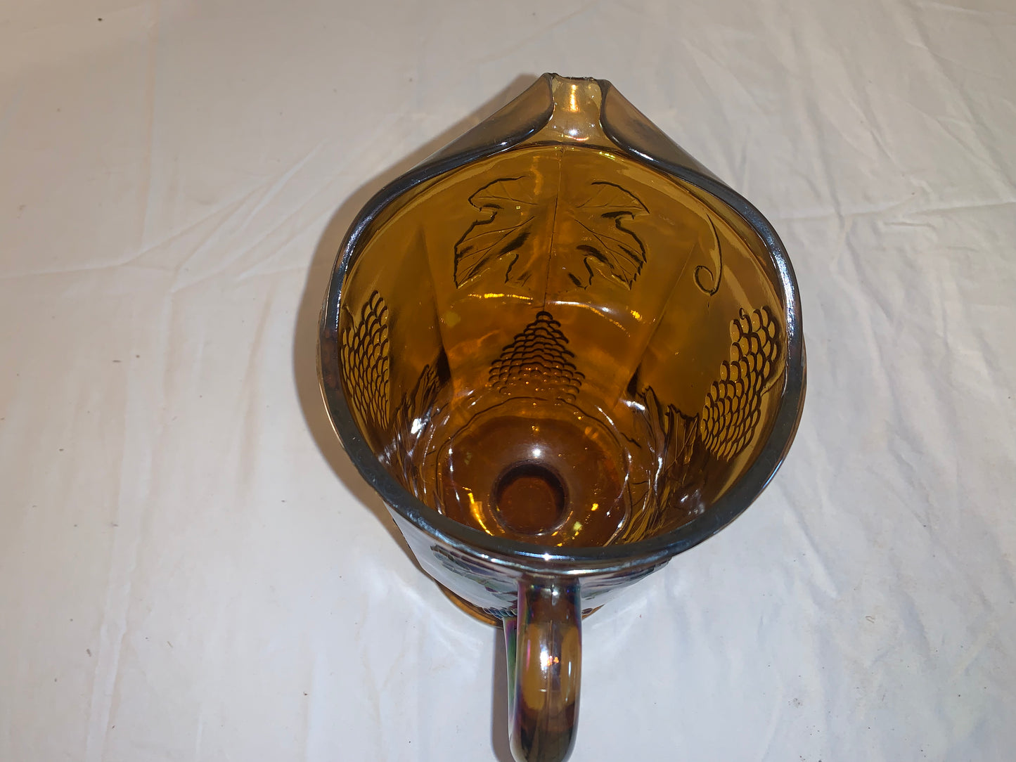 Vintage Indiana Glass Amber Carnival Glass Pitcher- Grape Design