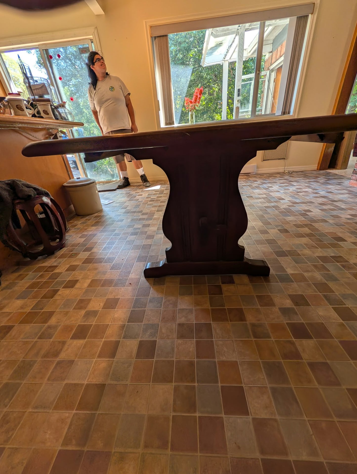 Solid Wood Table with Six Solid Wood Chairs with Table Leaves