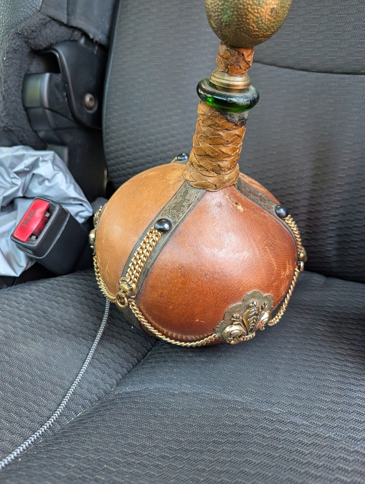 Brown  Leather Wrapped Decanter