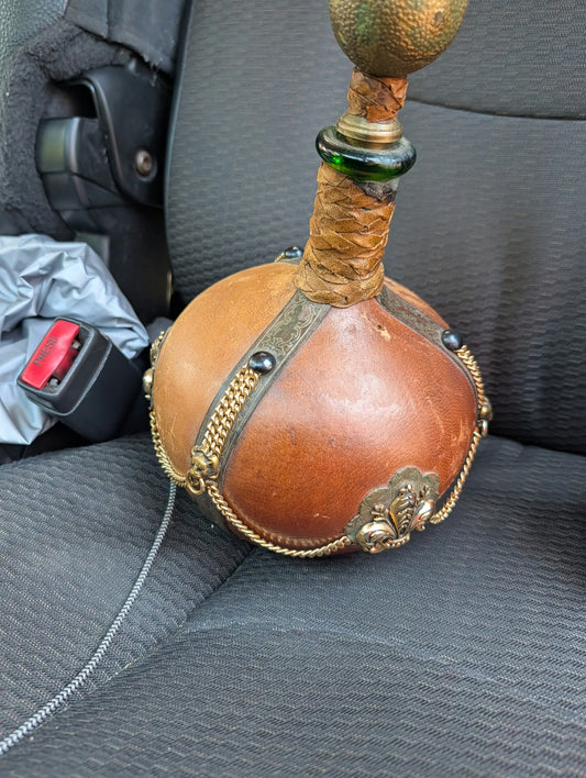 Brown  Leather Wrapped Decanter