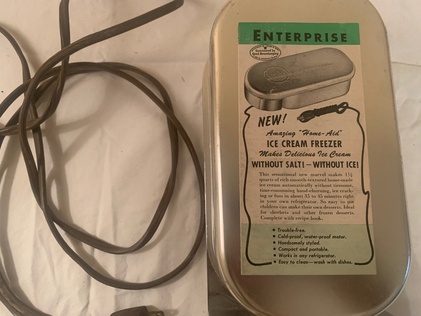 Vintage Electric brand ice cream maker