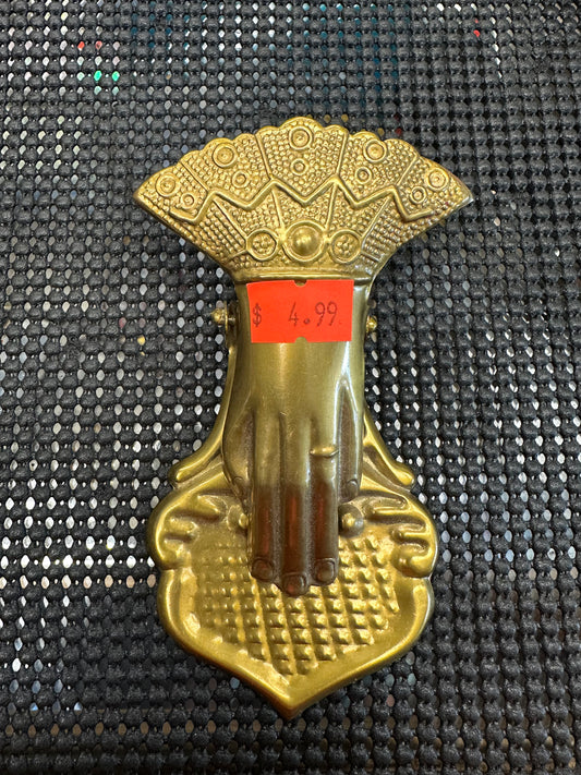 Brass Bag Holder with a Hand