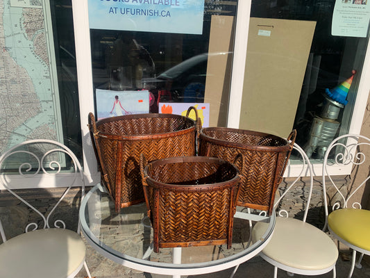 3 piece stackable wicker baskets
