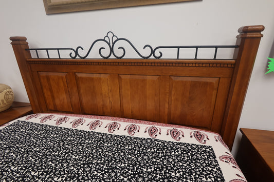 Queen Oak panel bed by Keller