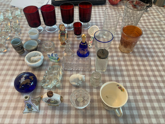 Various Glassware and knife rests (Box 9)