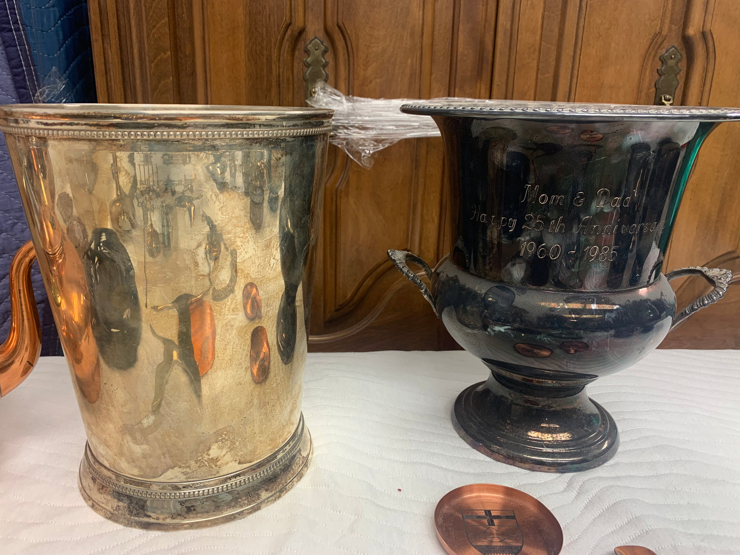 Various tea sets, and brassware