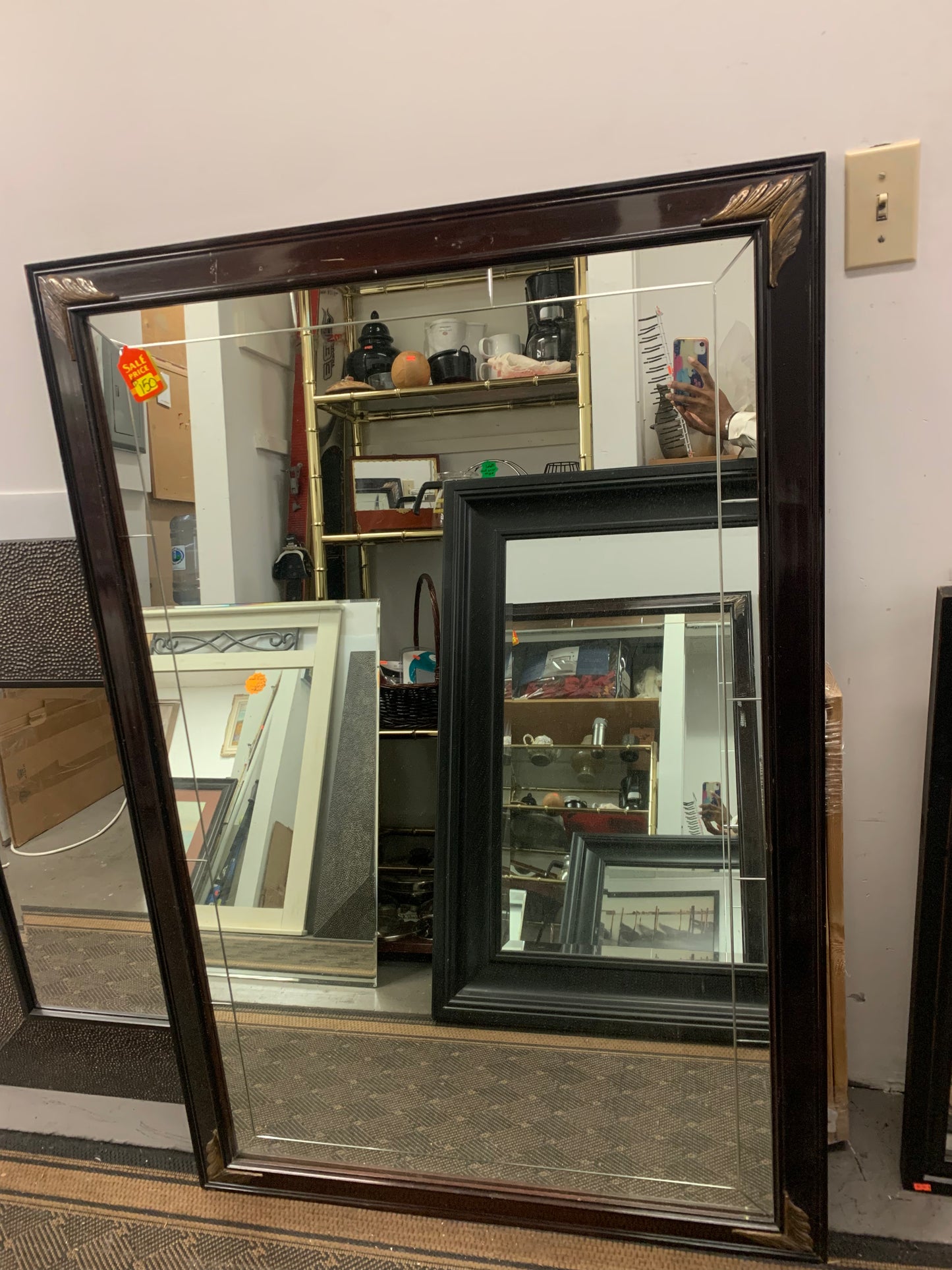 Large mirror framed with hardwood