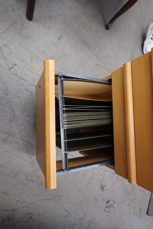 Rolling wood filing cabinet