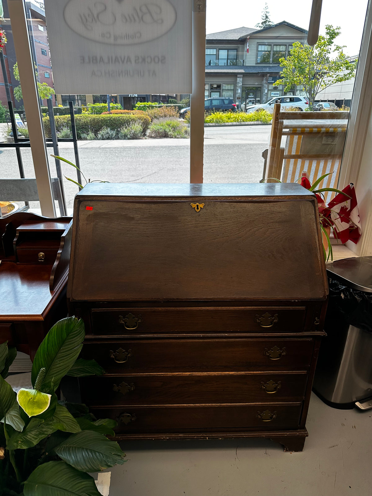 Solid Wood Four Drawer Secretary Desk