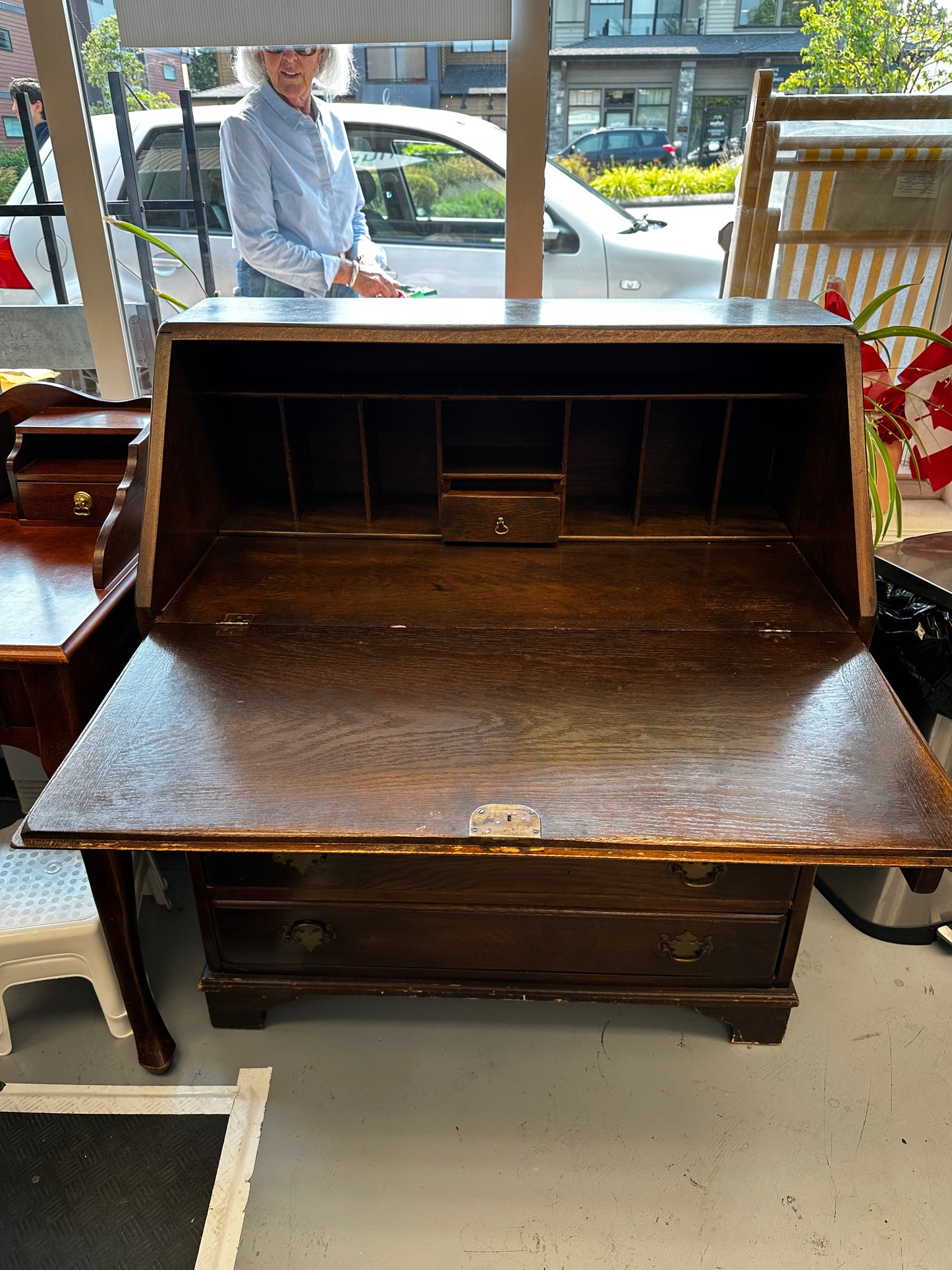 Solid Wood Four Drawer Secretary Desk