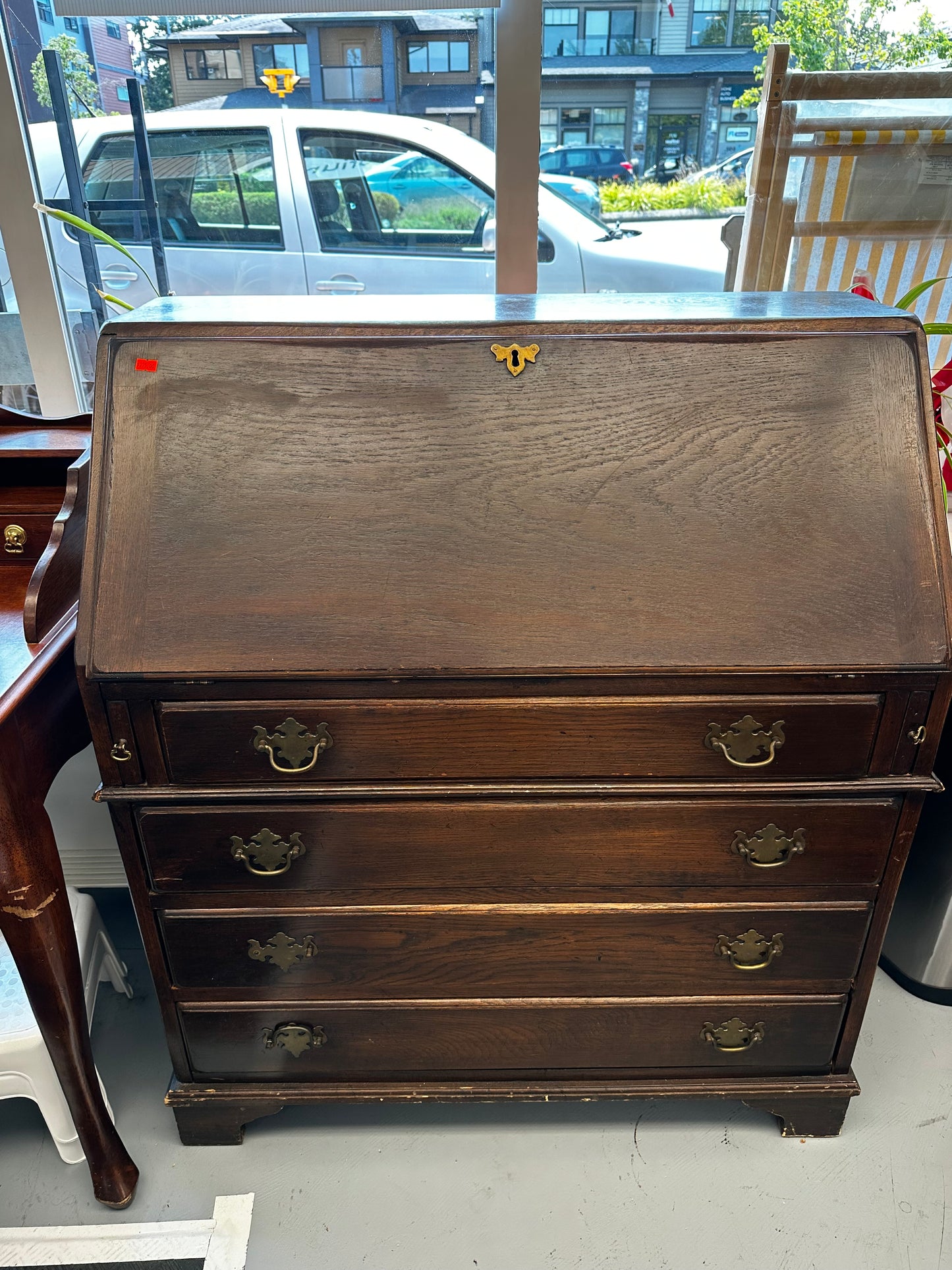Solid Wood Four Drawer Secretary Desk