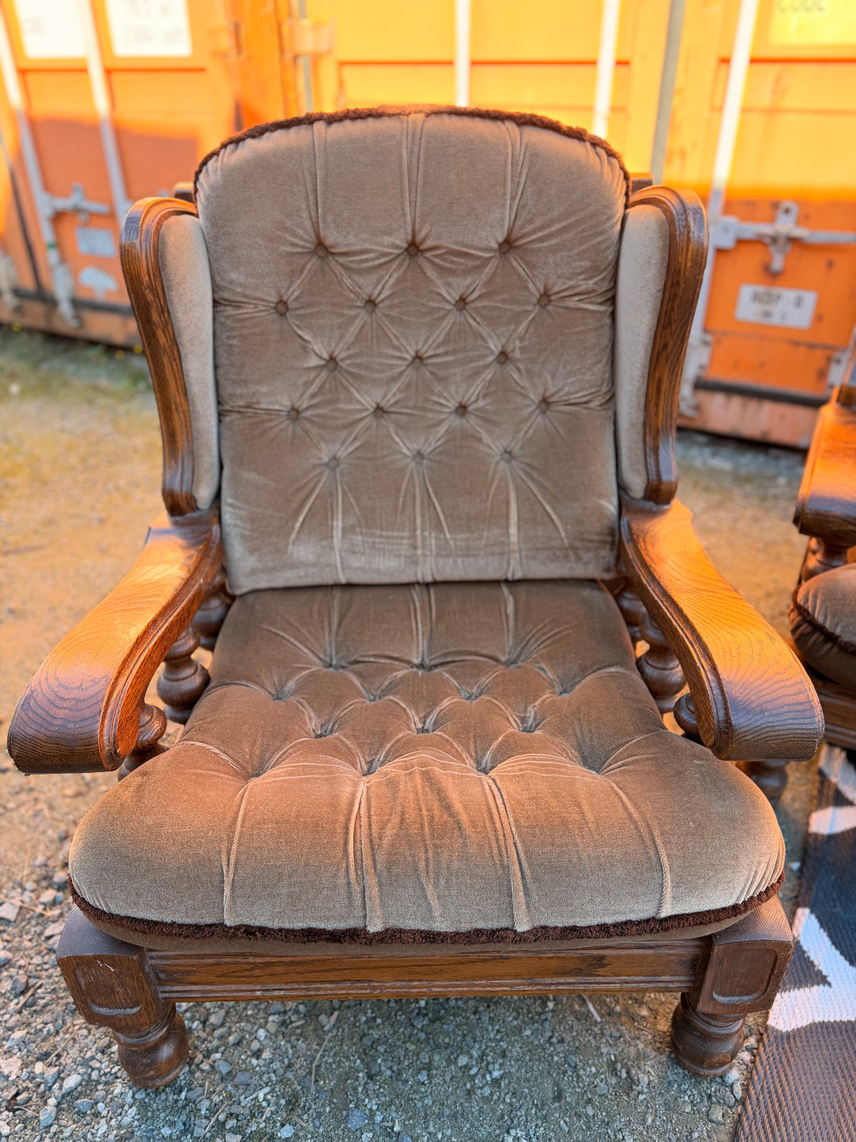 3 Piece Solid Wood Lumbar Support Couch Set