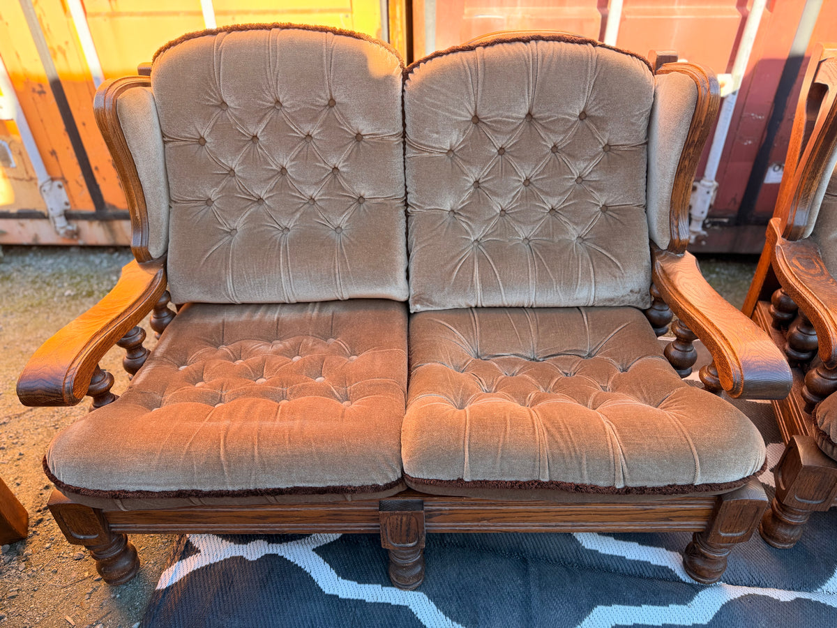 3 Piece Solid Wood Lumbar Support Couch Set