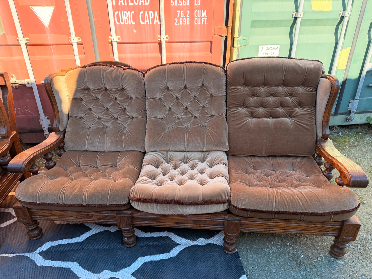 3 Piece Solid Wood Lumbar Support Couch Set