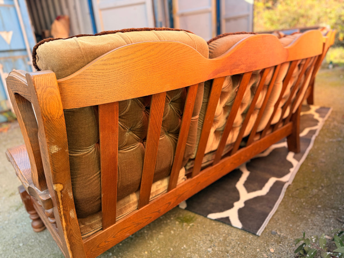 3 Piece Solid Wood Lumbar Support Couch Set