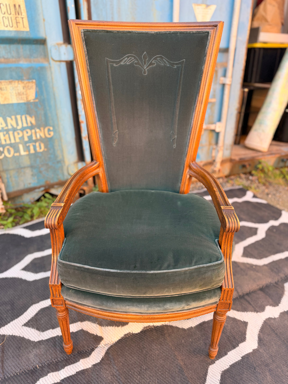 Green Vintage Velvet Dressing Room Chair