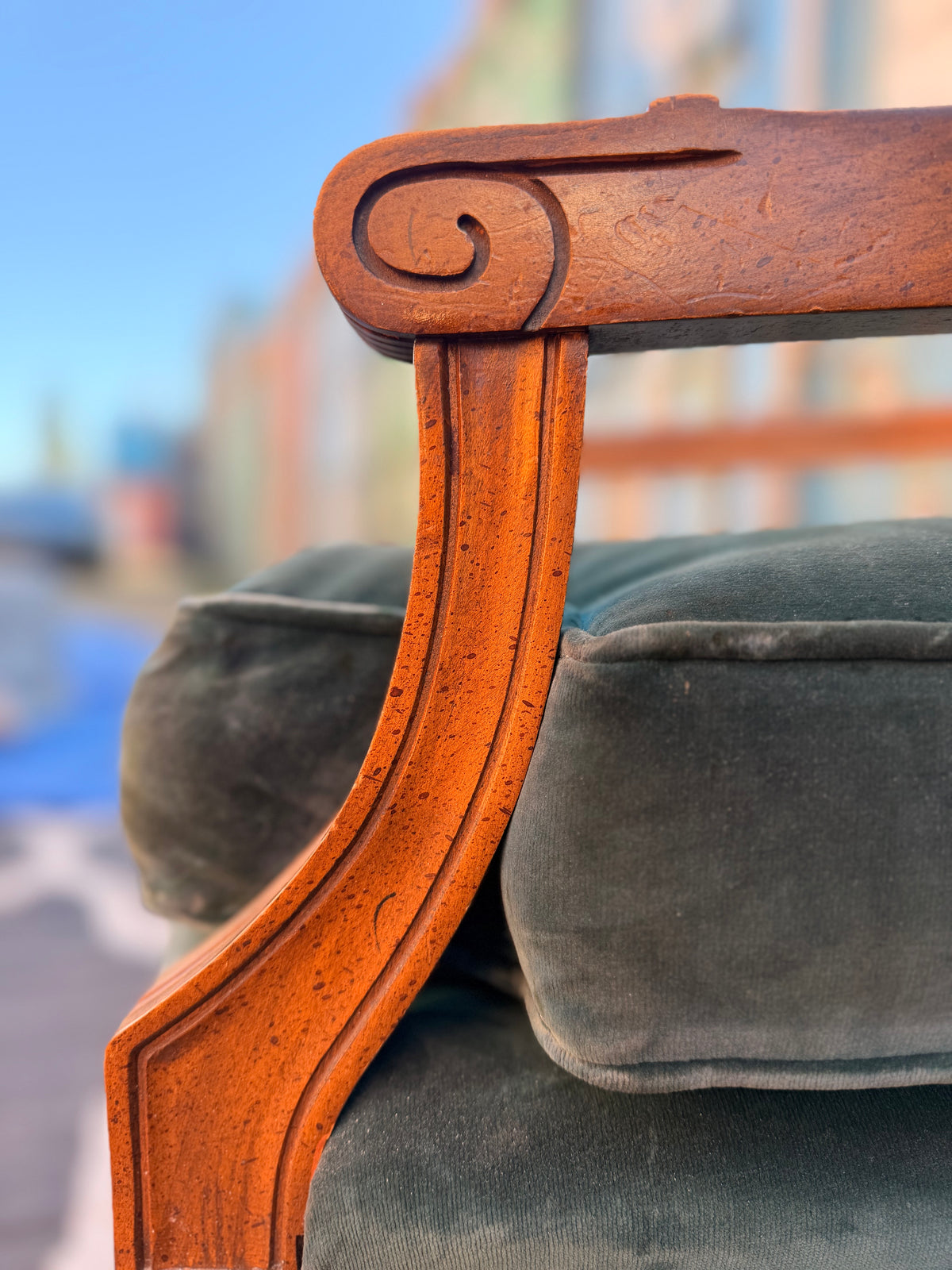 Green Vintage Velvet Dressing Room Chair