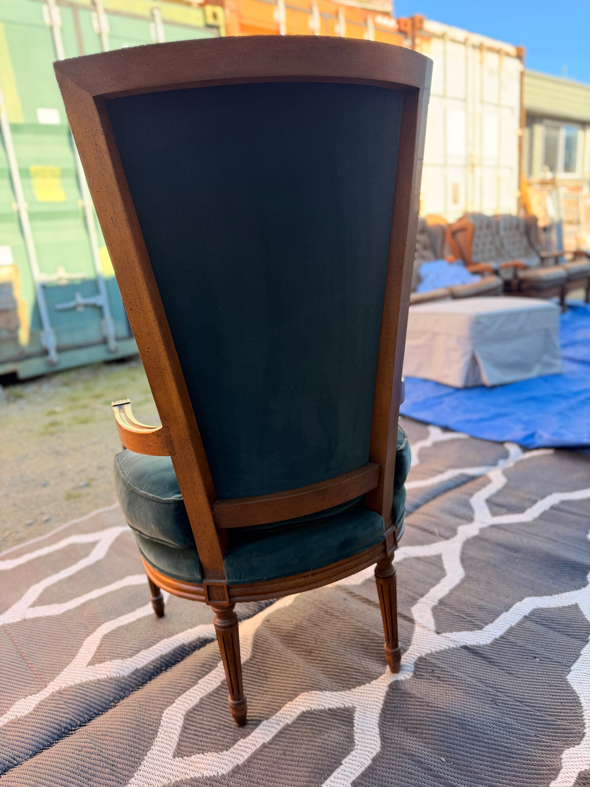 Green Vintage Velvet Dressing Room Chair