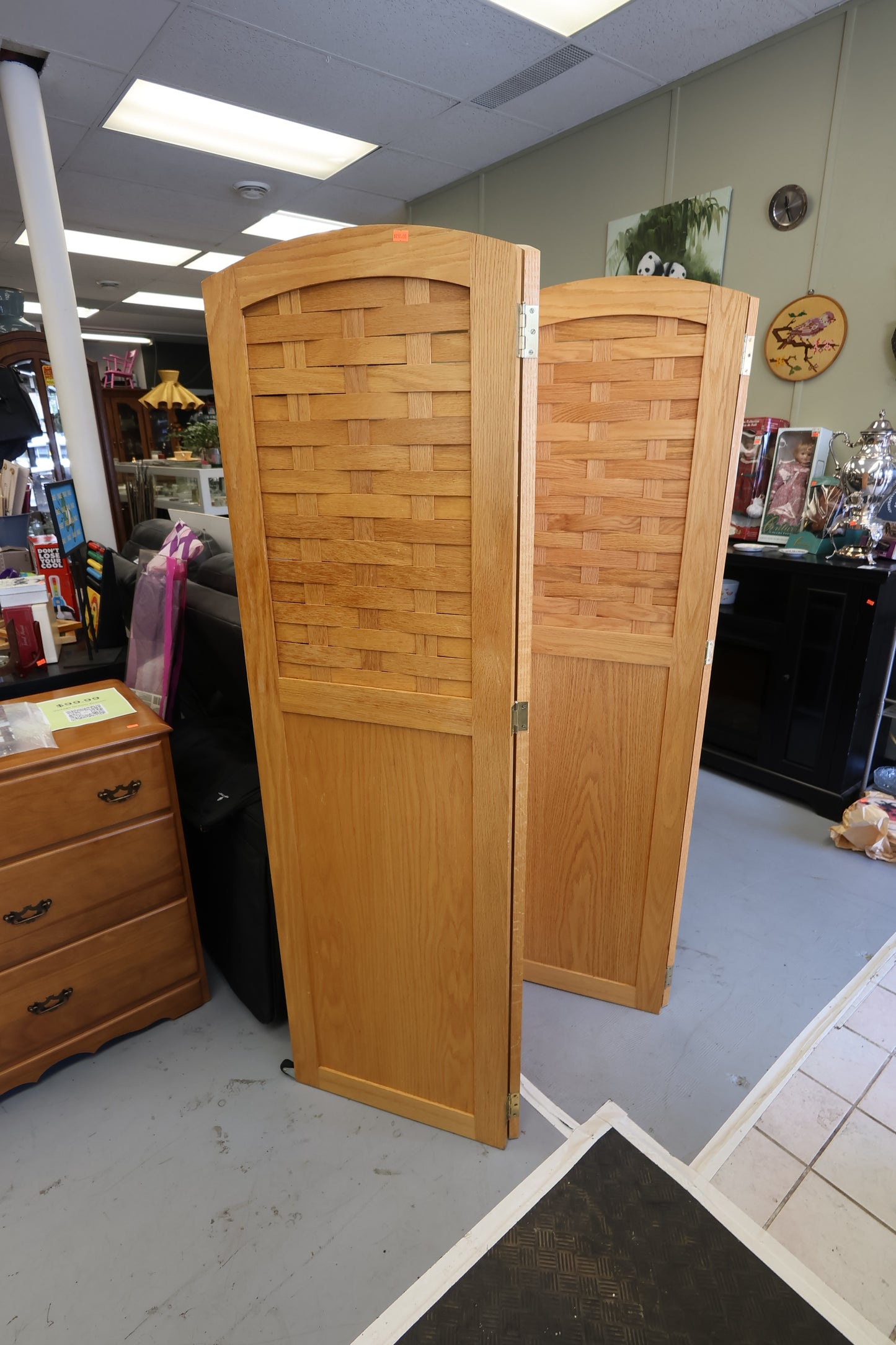 Light Wood Folding Room Divider
