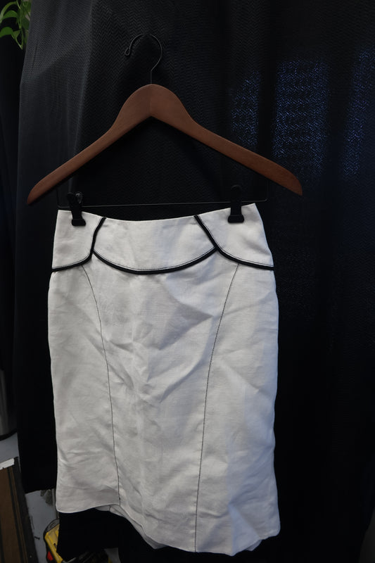 Cream and Black Linen Skirt