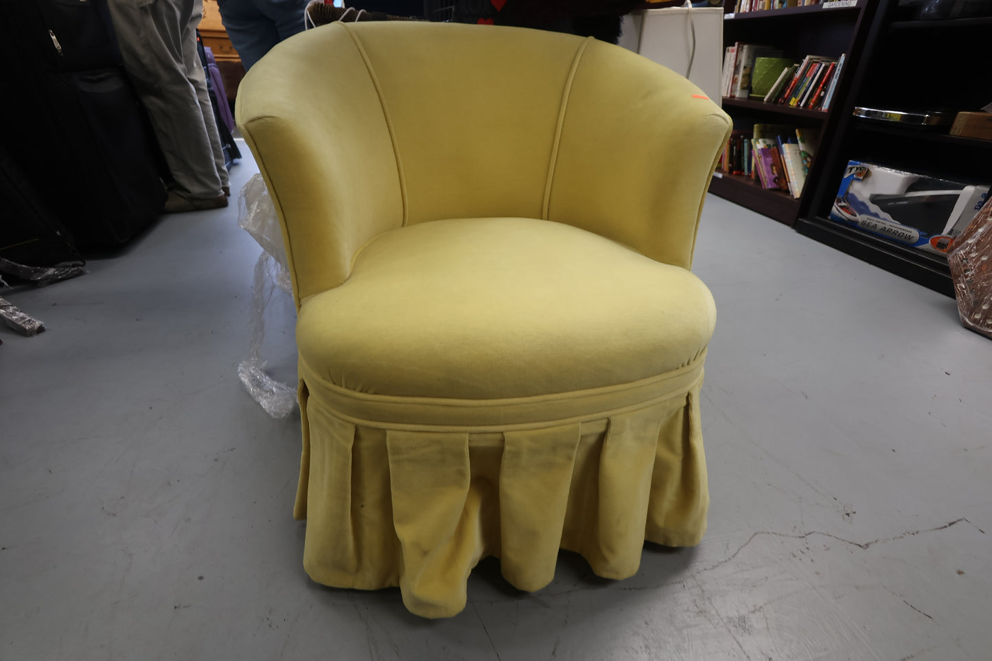 Yellow Velvet Barrel Accent Chair