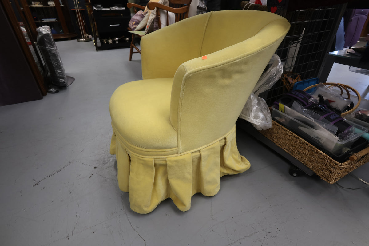 Yellow Velvet Barrel Accent Chair