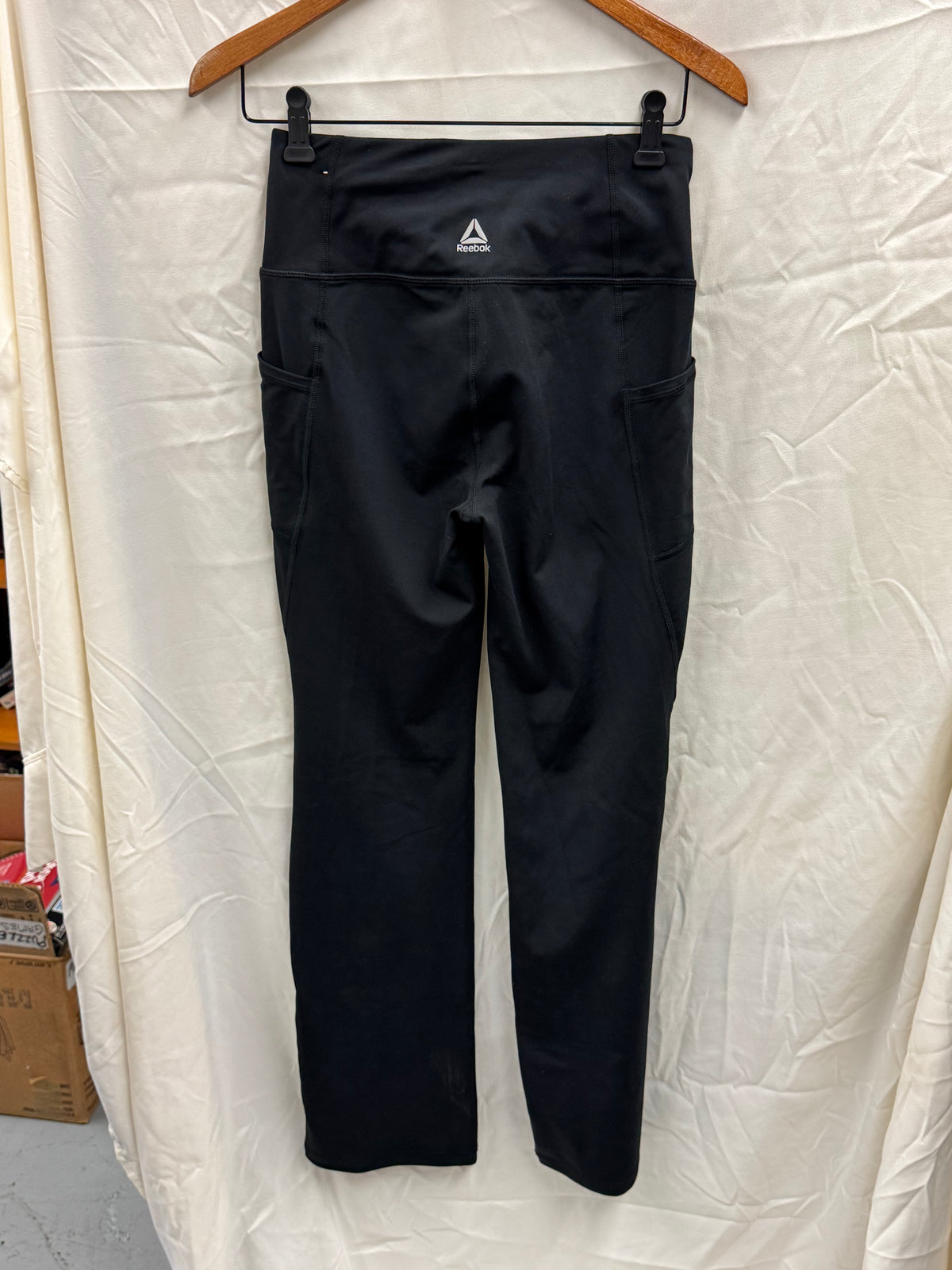 Reebok Women's High-Waisted Bootcut Yoga Pants with Pockets - Black - Small