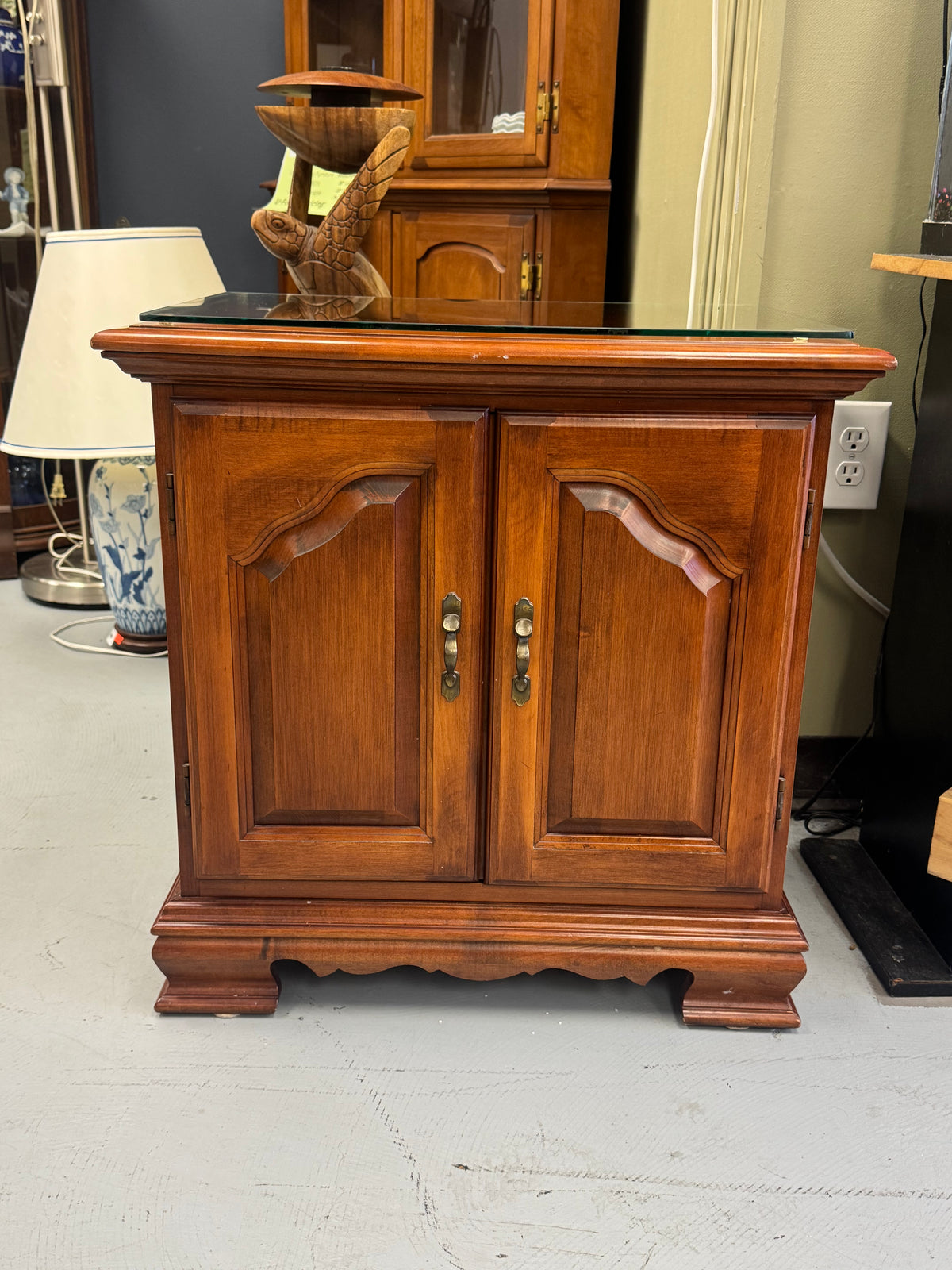 Glass Top Wood Night Stand