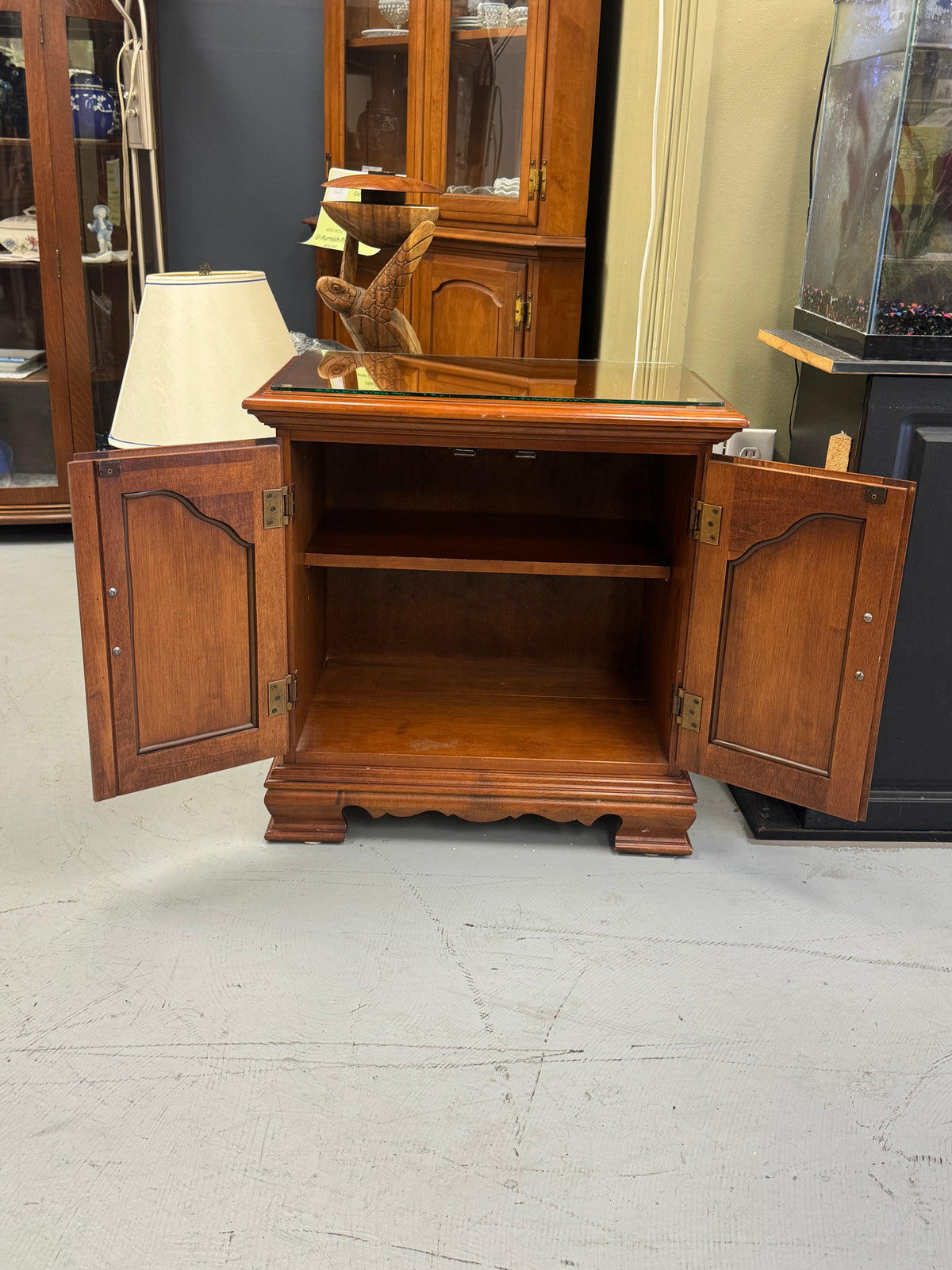 Glass Top Wood Night Stand