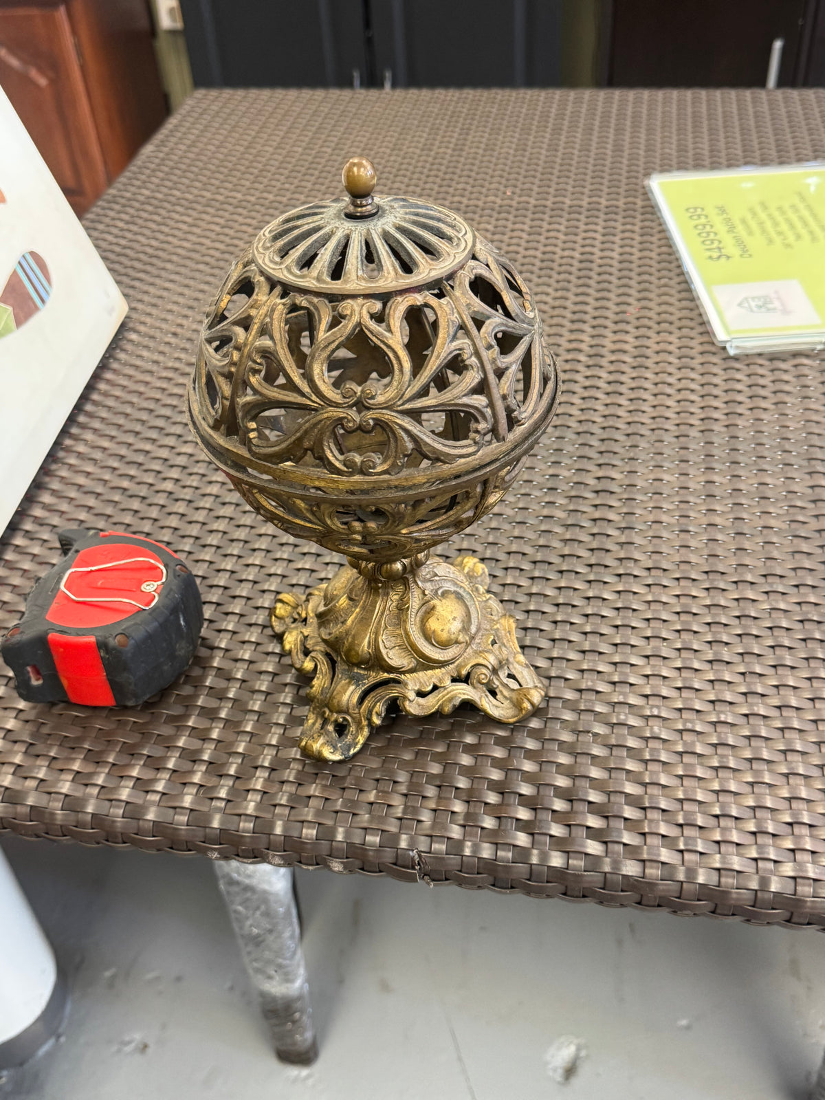 Cast Brass Globe Candle Holder
