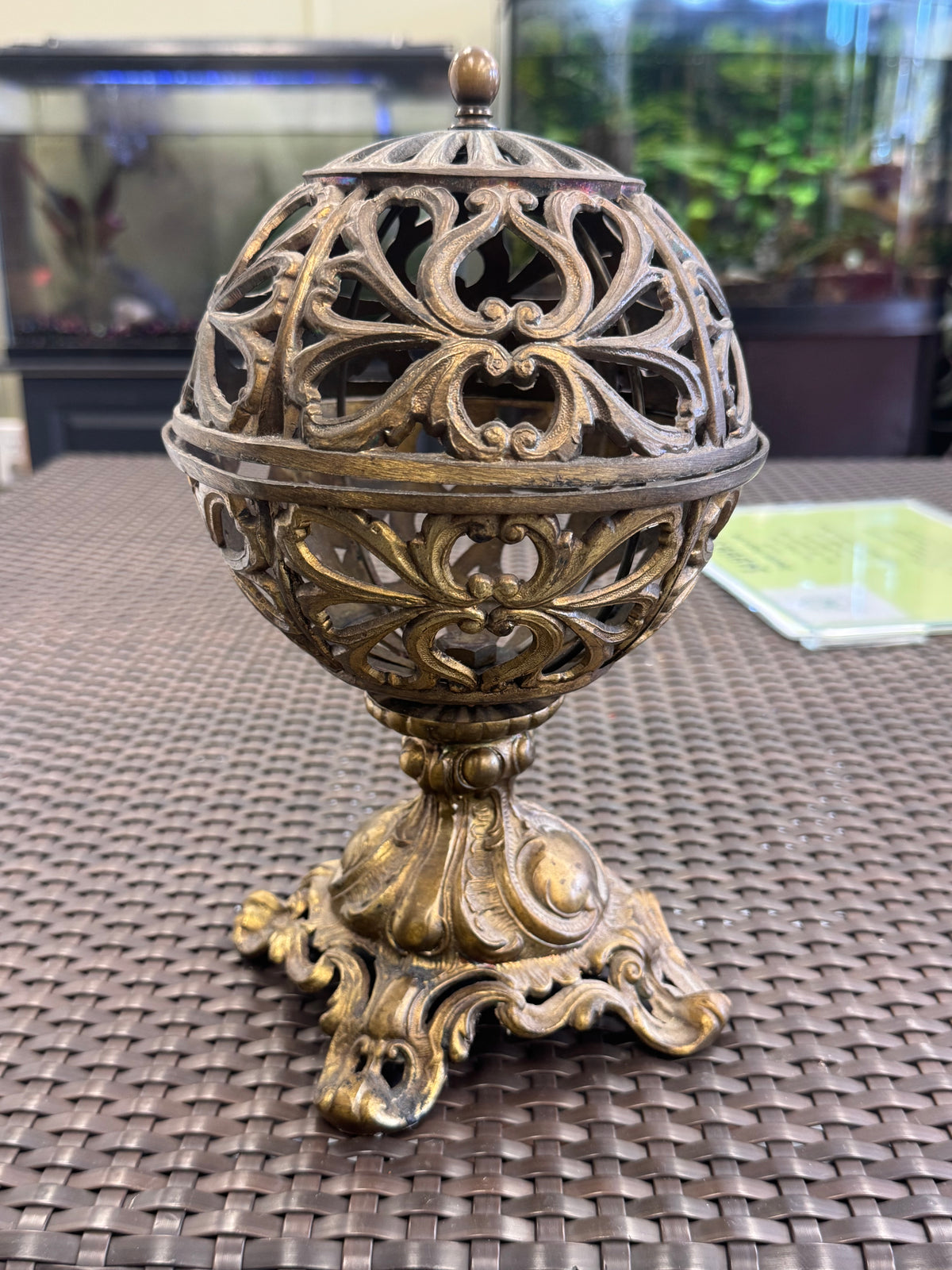 Cast Brass Globe Candle Holder