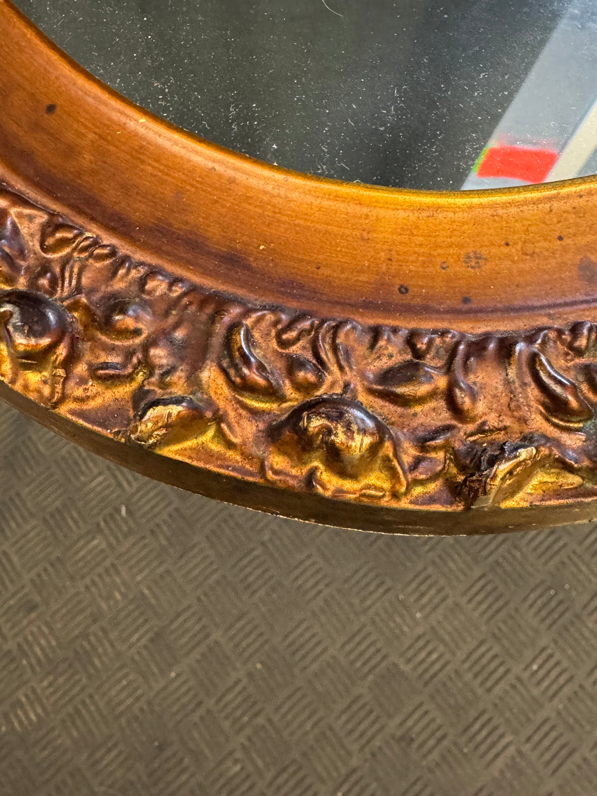 Oval Mirror With Carved Wood Frame