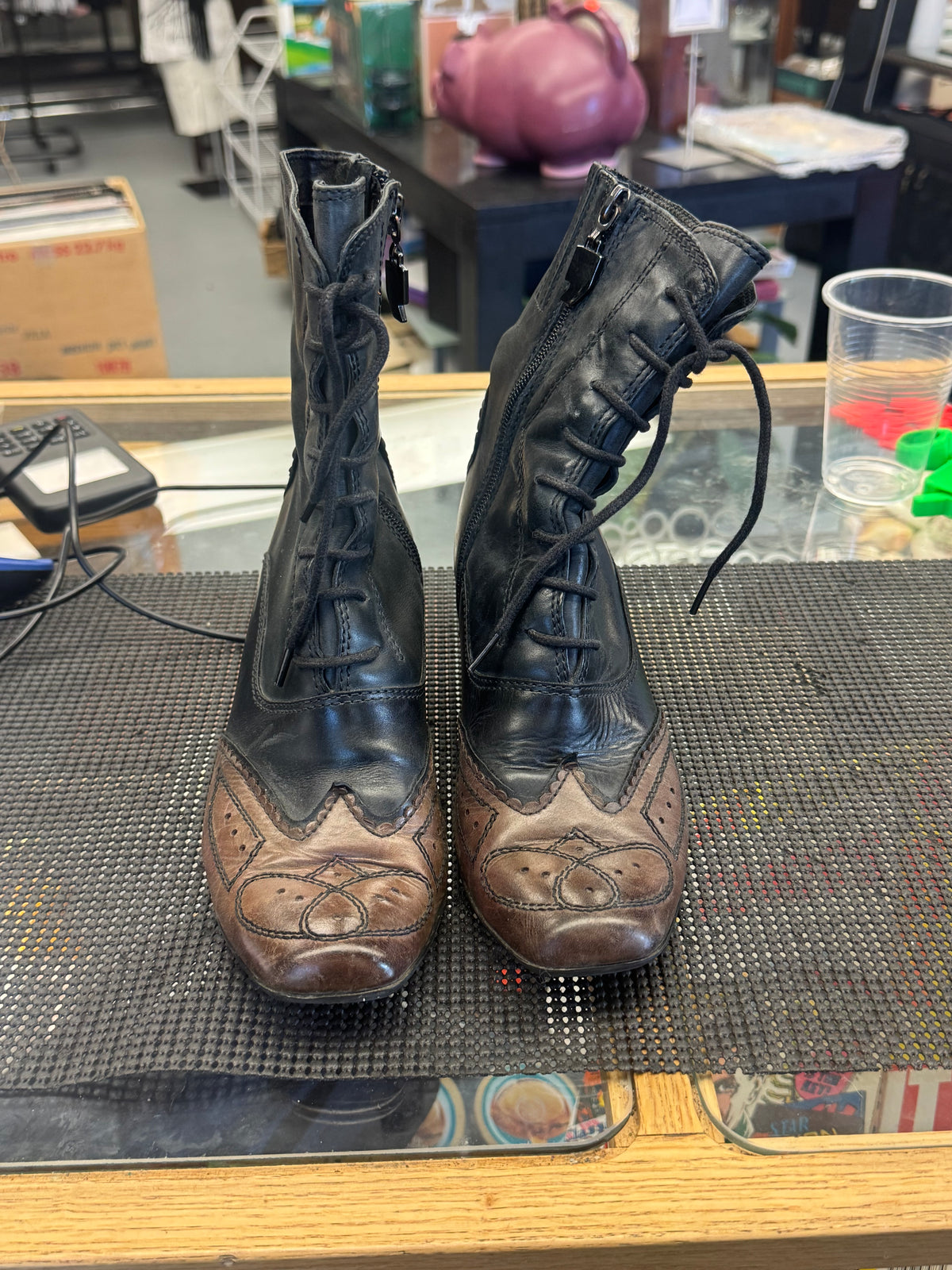Women's Shoes 38 EU/7.5 US Brown and Black Leather Boot