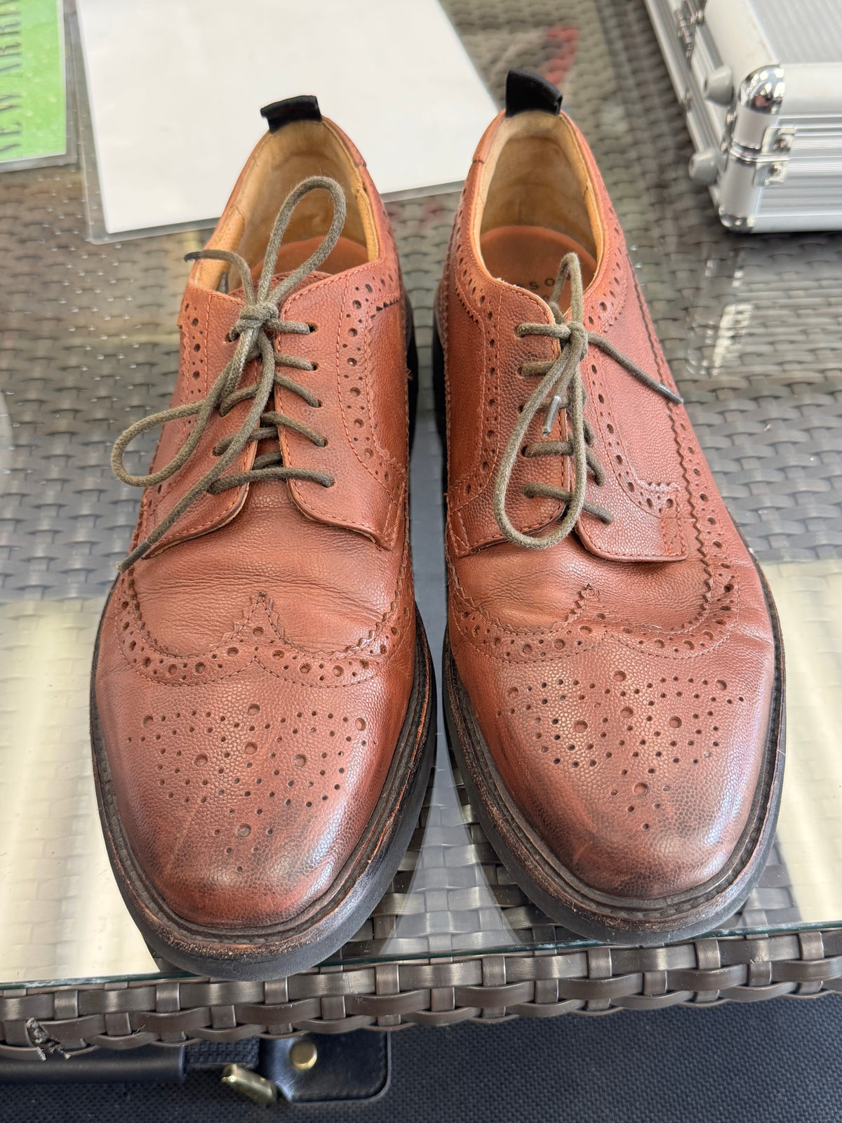 Men's Shoes - US 11 Hudson Tan/Cognac Leather Wingtip Brogues
