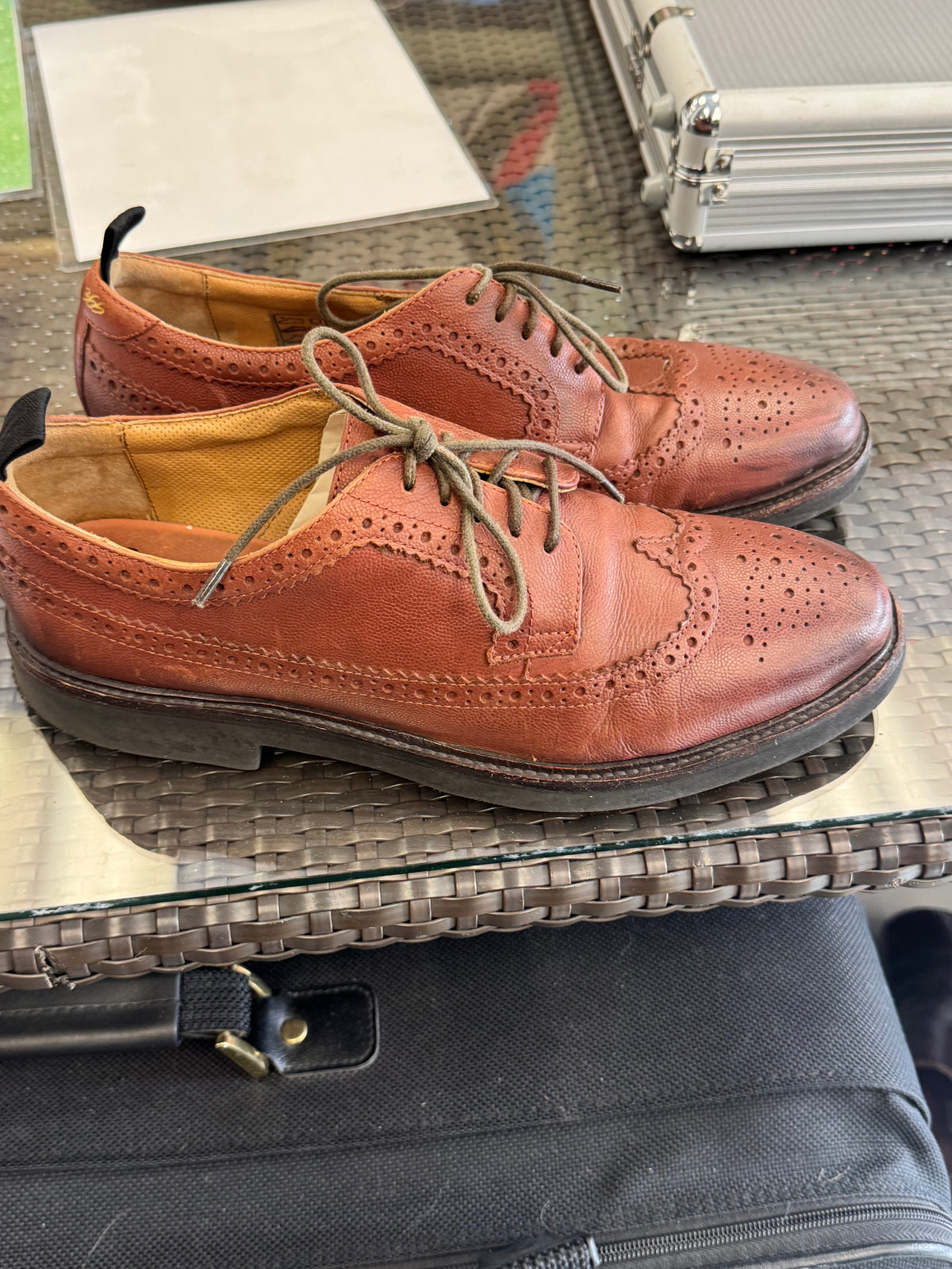 Men's Shoes - US 11 Hudson Tan/Cognac Leather Wingtip Brogues