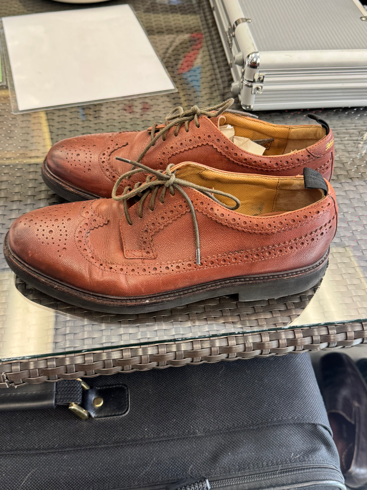 Men's Shoes - US 11 Hudson Tan/Cognac Leather Wingtip Brogues
