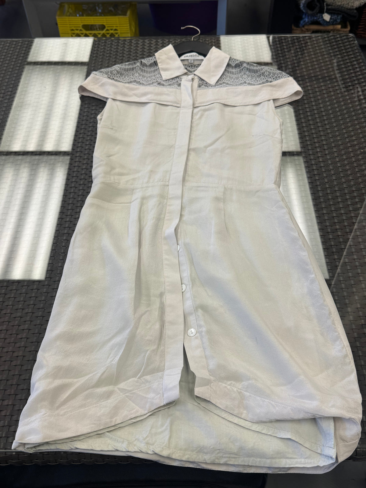 Women's Dress 8, Pale Taupe Silk and Lace