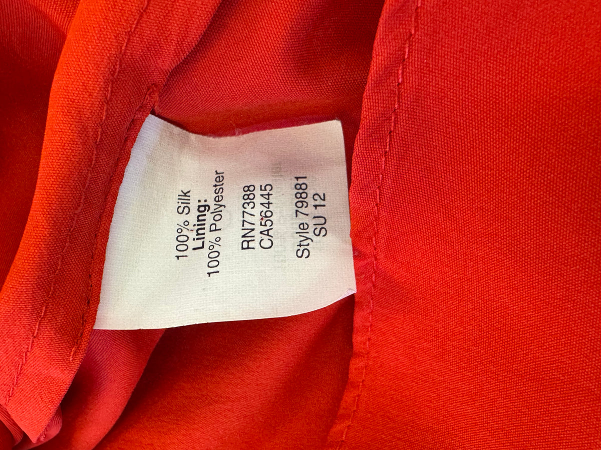 J Crew 00 Red-orange Silk Dress