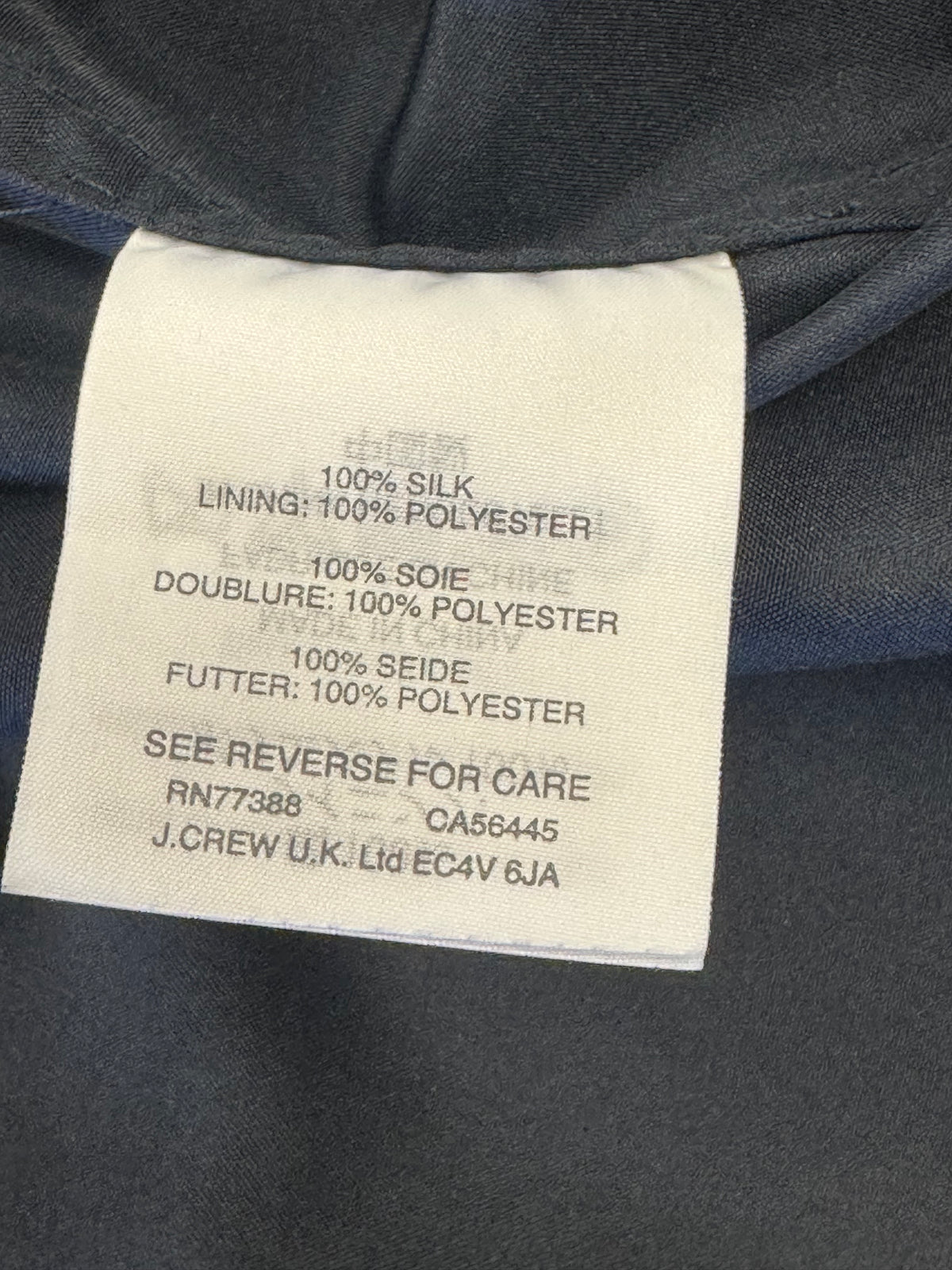 J Crew Navy Dress Size 6 100% Silk