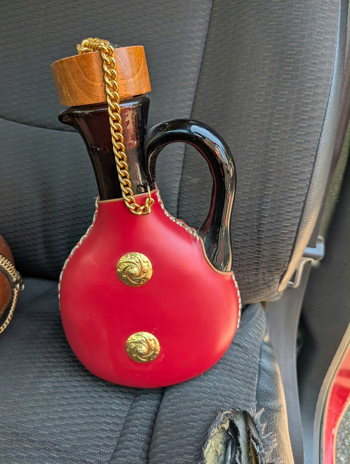 Red Leather Wrapped Decanter