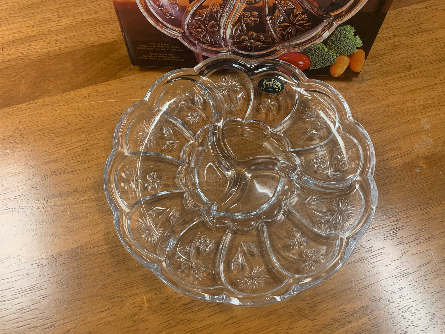 Circular crystal dish made in Japan