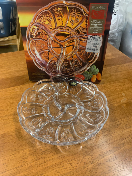 Circular crystal dish made in Japan