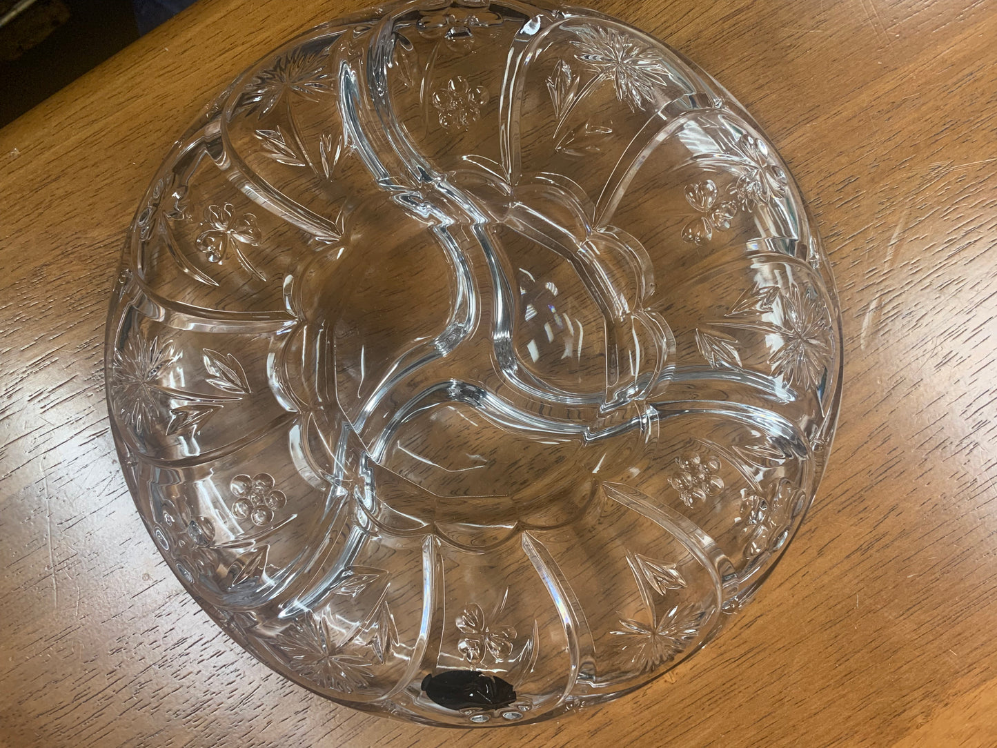 Circular crystal dish made in Japan