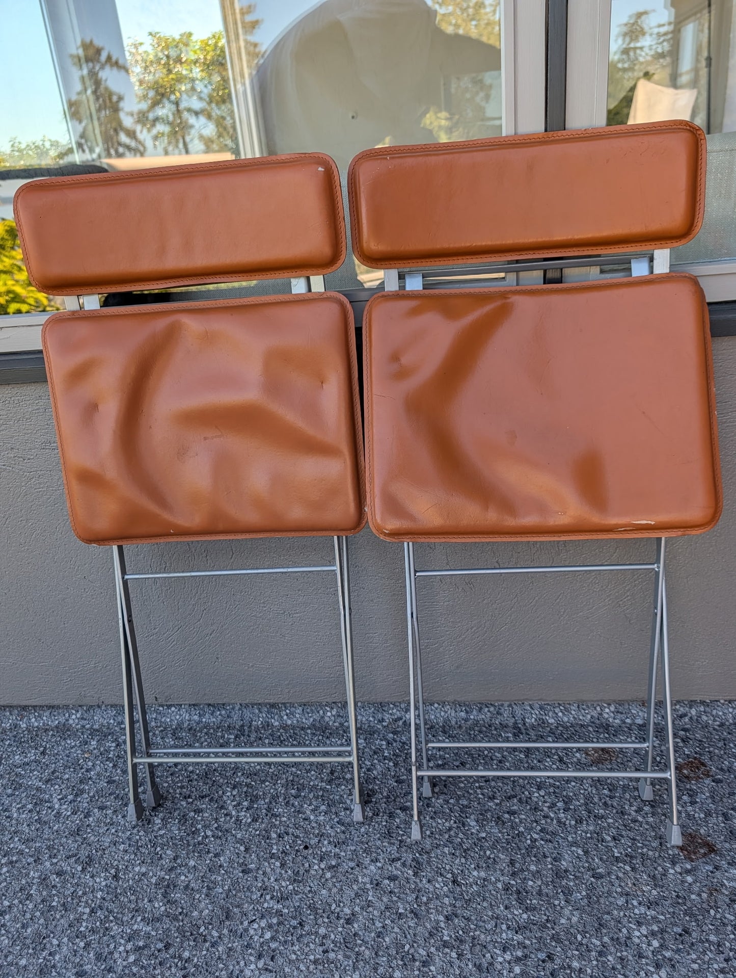 Leather Folding Chair Set