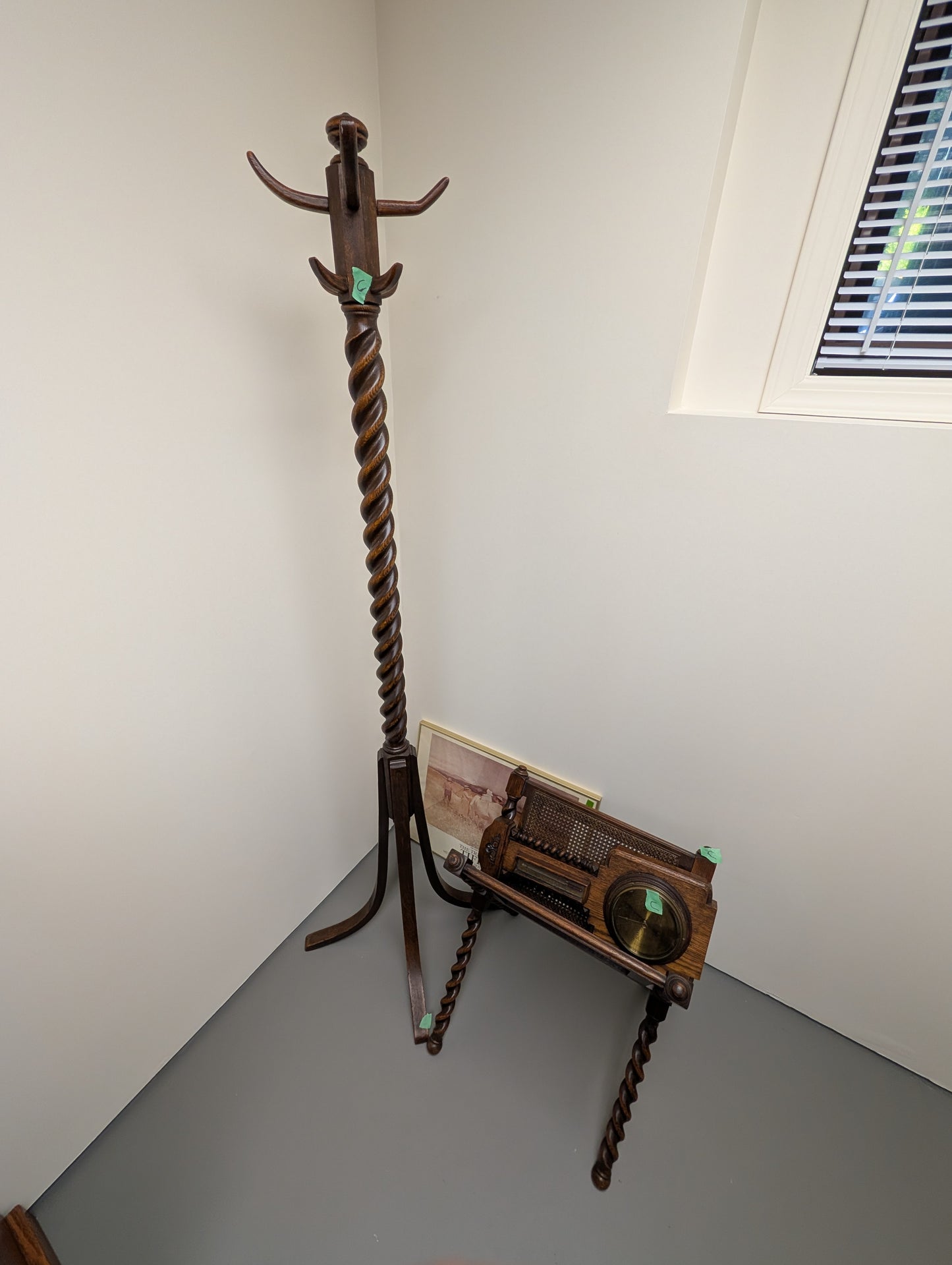 Antique Oak Barley twist Coat Rack ca. 1900